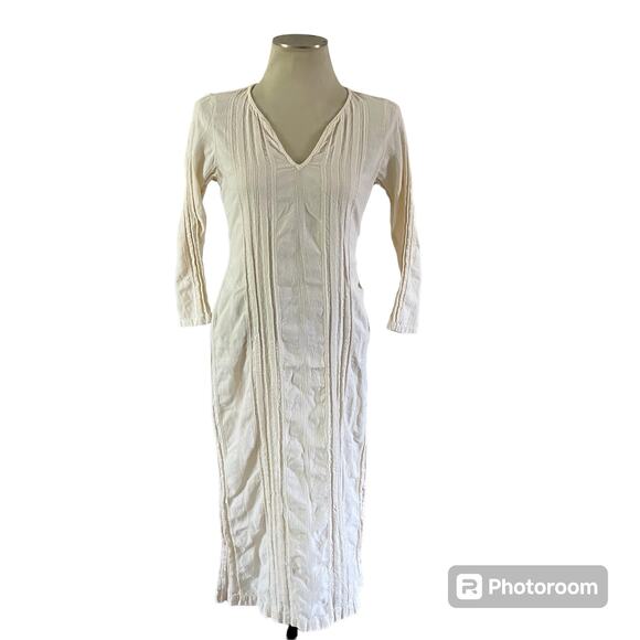 Xirena Tessa Ivory Textured Gauze Cotton V Neck Dress Wmns XS boho minimalist - Picture 1 of 11